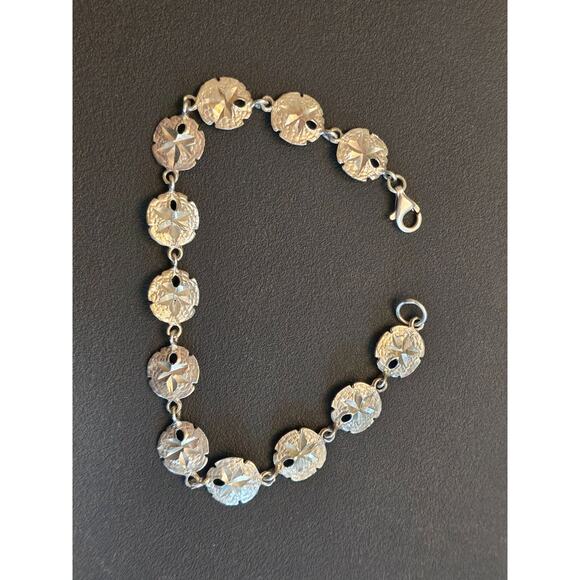 Sterling Silver Conch Shell Disc Bracelet With Lobster Clasp 8" - Picture 1 of 6